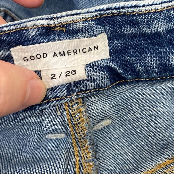 Good American Good Legs Straight Jeans Womens Size 2/26 Distressed Hem - Picture 6 of 8